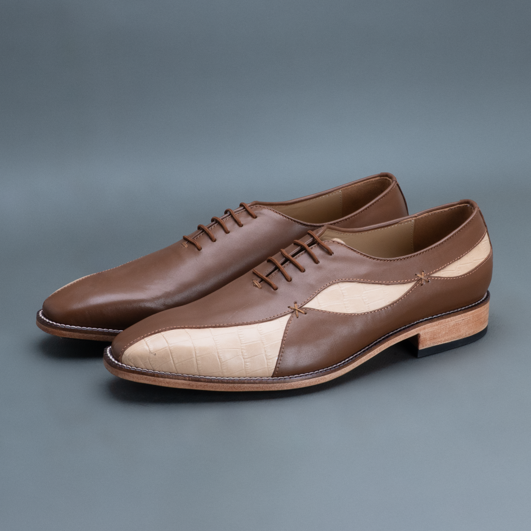 Apex Oxford – Dark Tan & Beige - Image 2