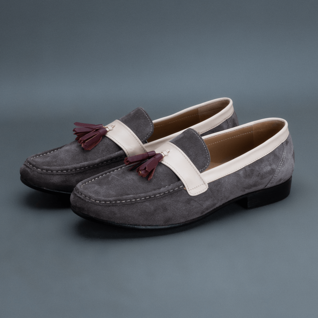 Apex Tassel Loafer – Grey & Beige - Image 2