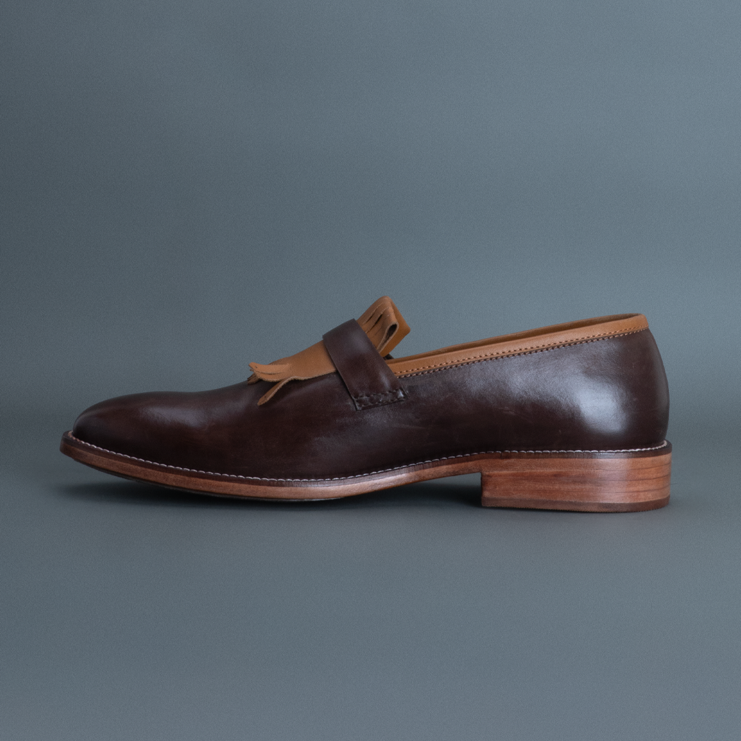 Alpha Kiltie Loafer – Dark Brown & Tan - Image 4