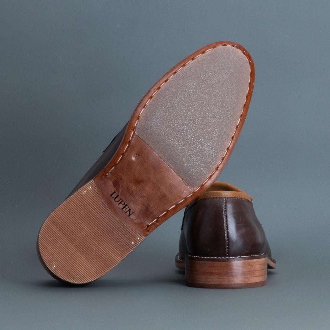 Alpha Kiltie Loafer – Dark Brown & Tan - Image 5