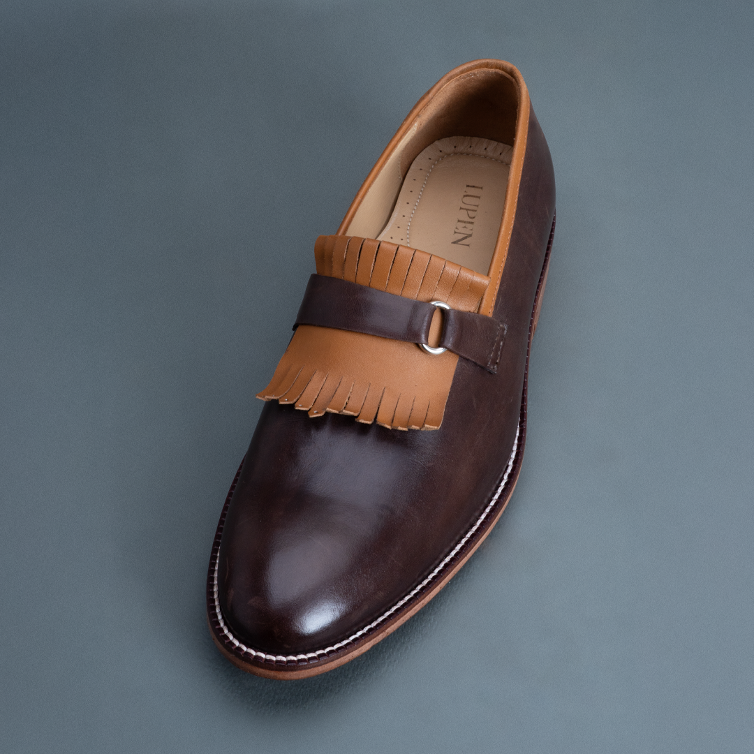 Alpha Kiltie Loafer – Dark Brown & Tan - Image 3