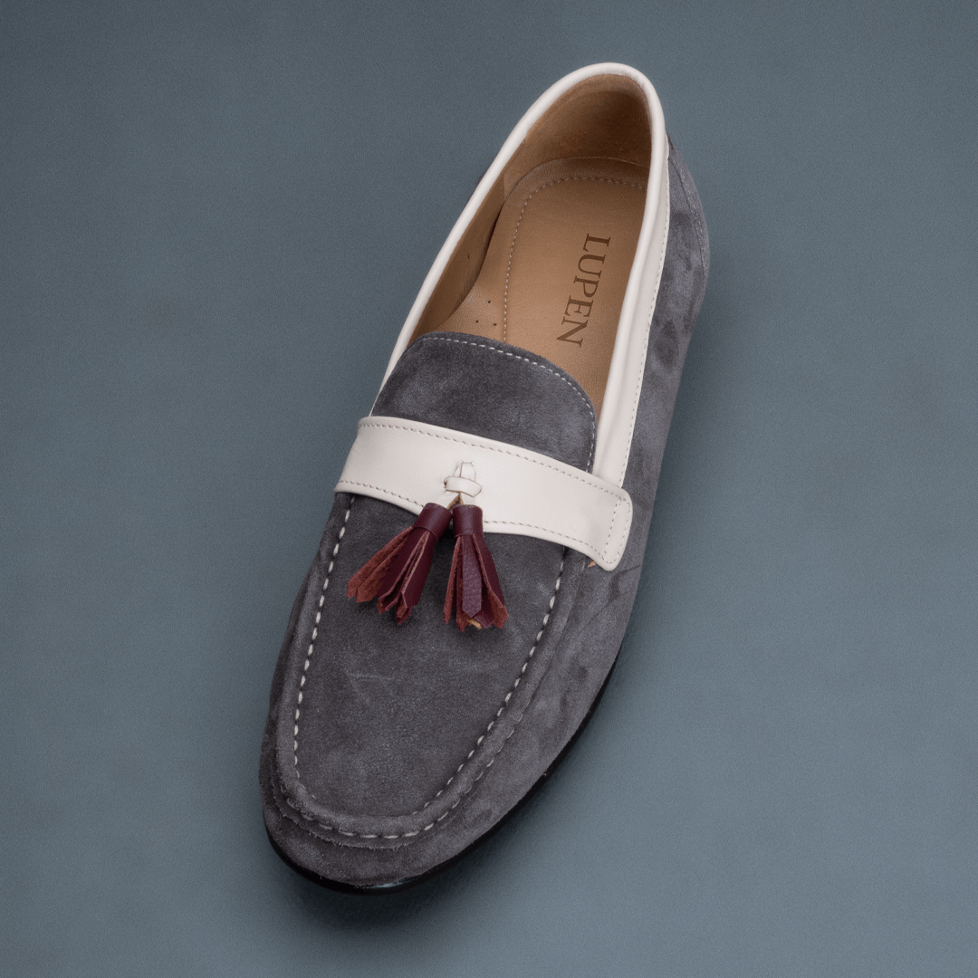 Apex Tassel Loafer – Grey & Beige - Image 3